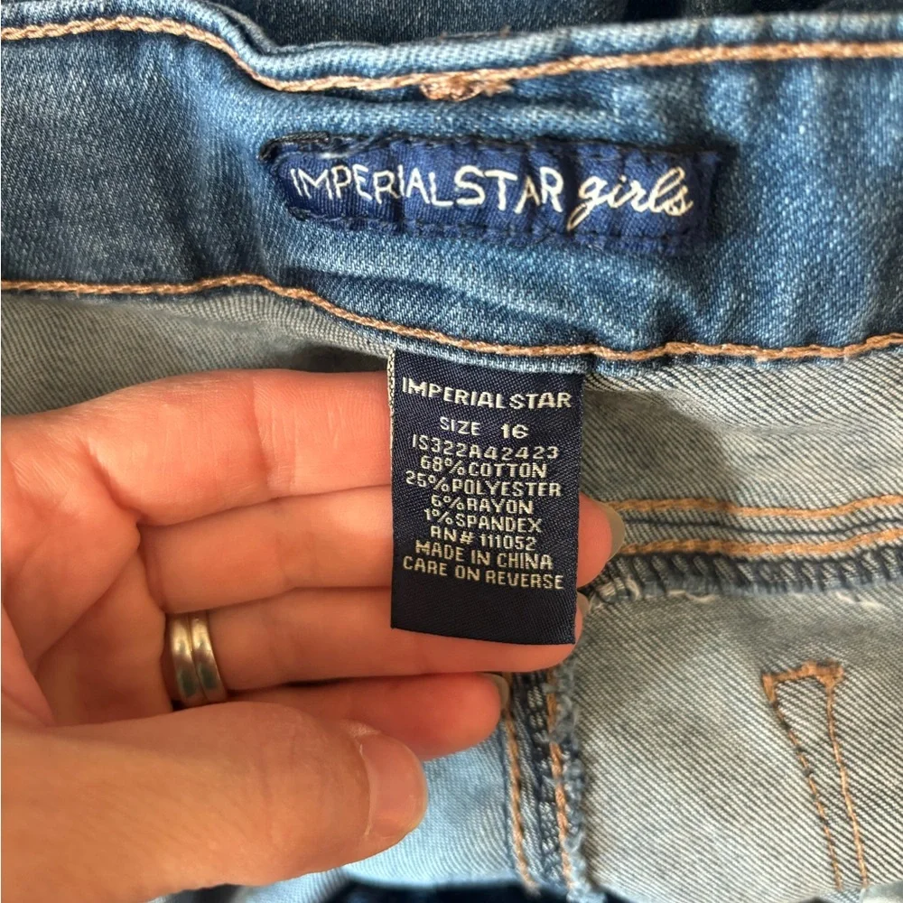Imperial Star Girls Distressed Jeans Snap Fly 16